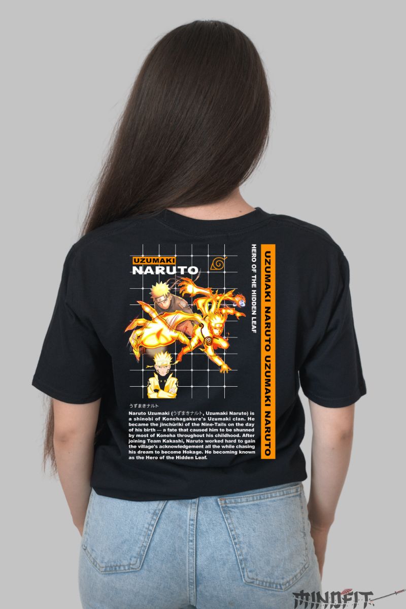 Tricou Anime Naruto Hero of The Hidden dama negru spate