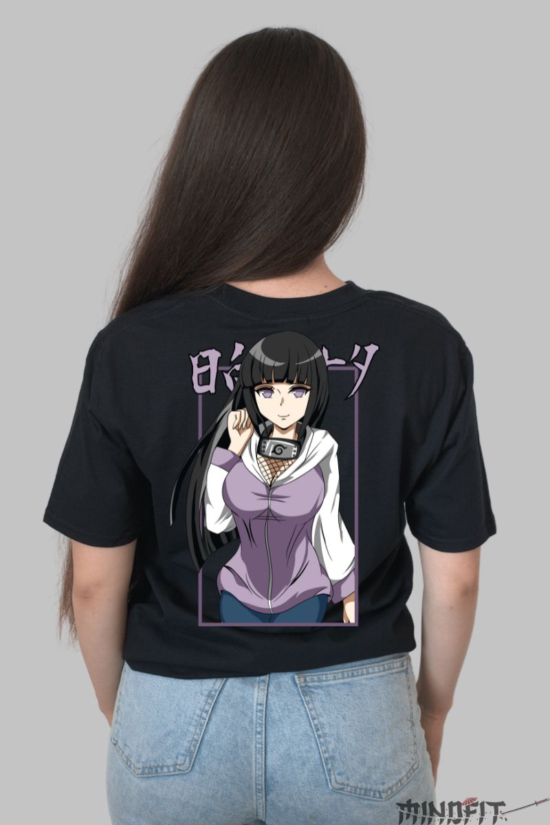 Tricou Anime Naruto Hinata Hyuga dama negru spate