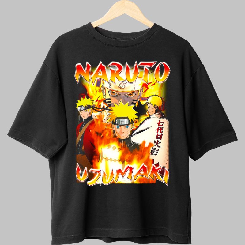 Tricou Anime Naruto Hokage Path negru fata