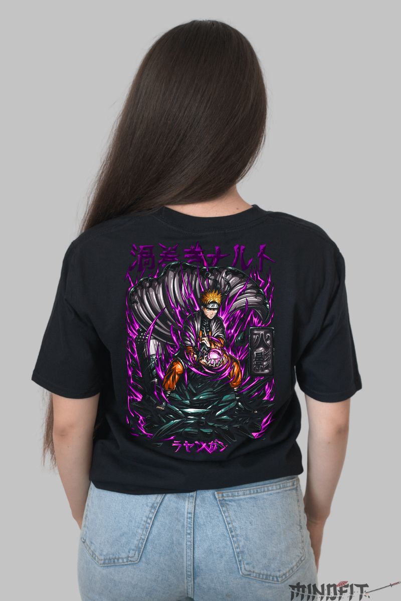 Tricou Anime Naruto In the Ecstasy of Struggle dama negru spate