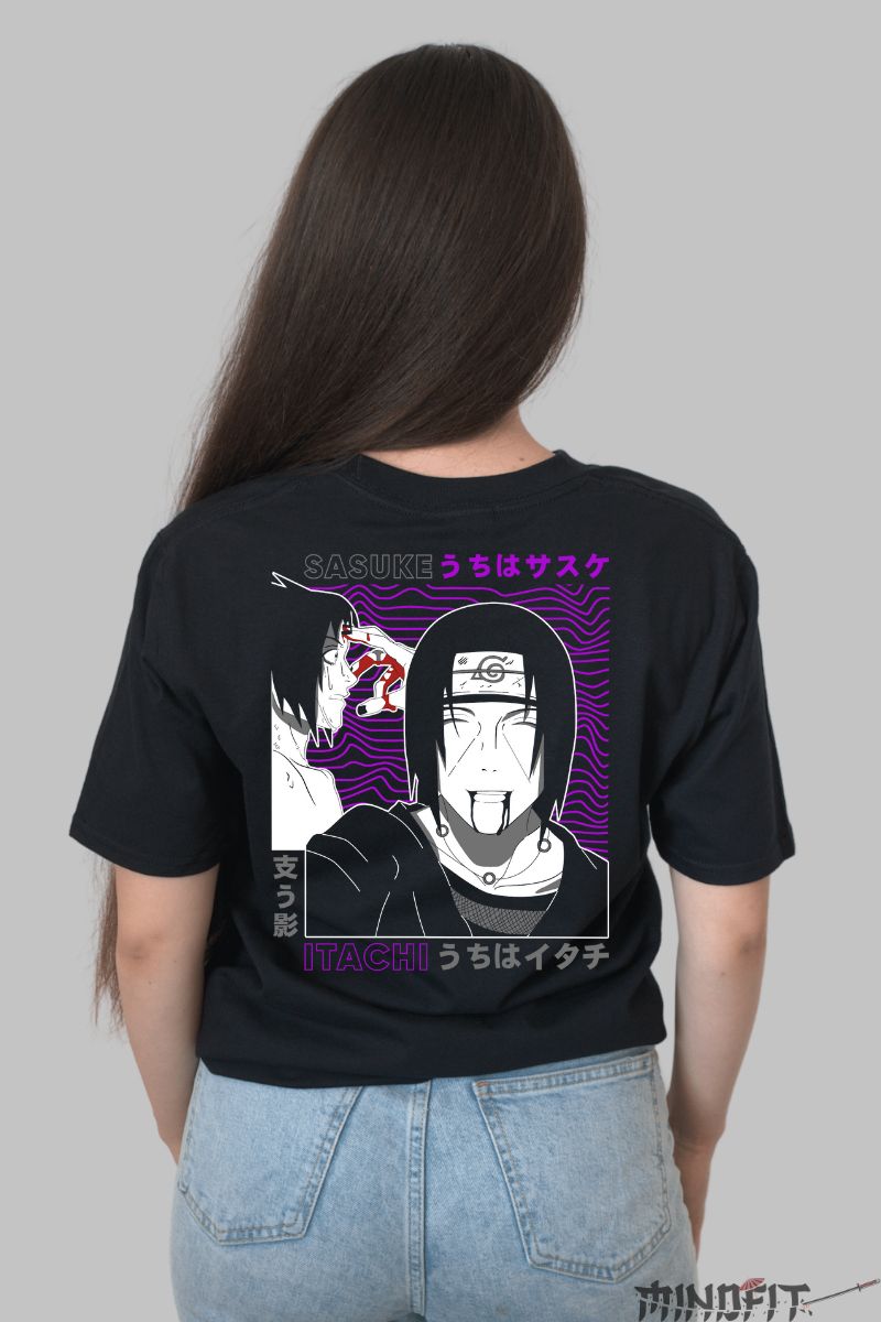 Tricou Anime Naruto Itachi Emotion And Destiny dama negru spate