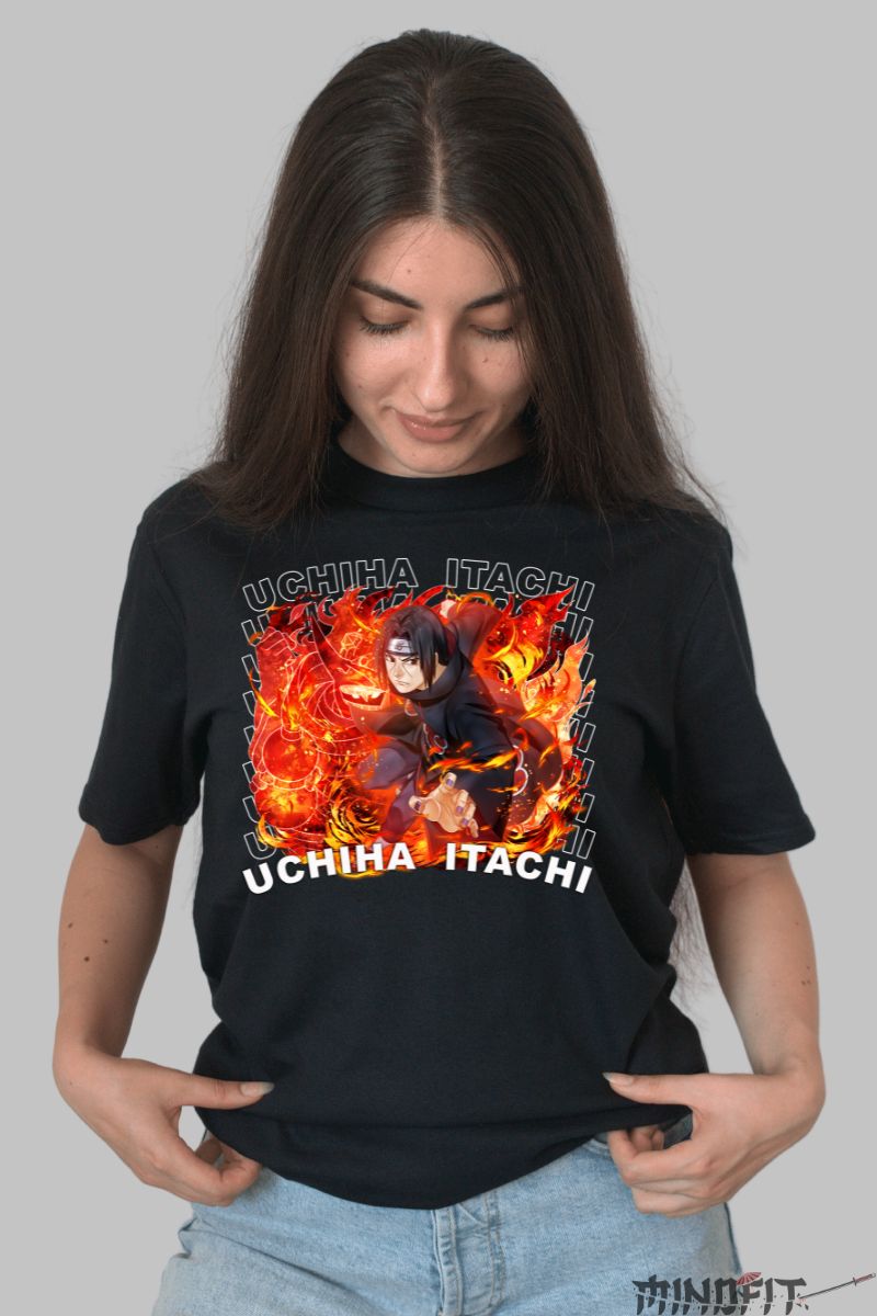 Tricou Anime Naruto Itachi Infernal Art dama negru fata