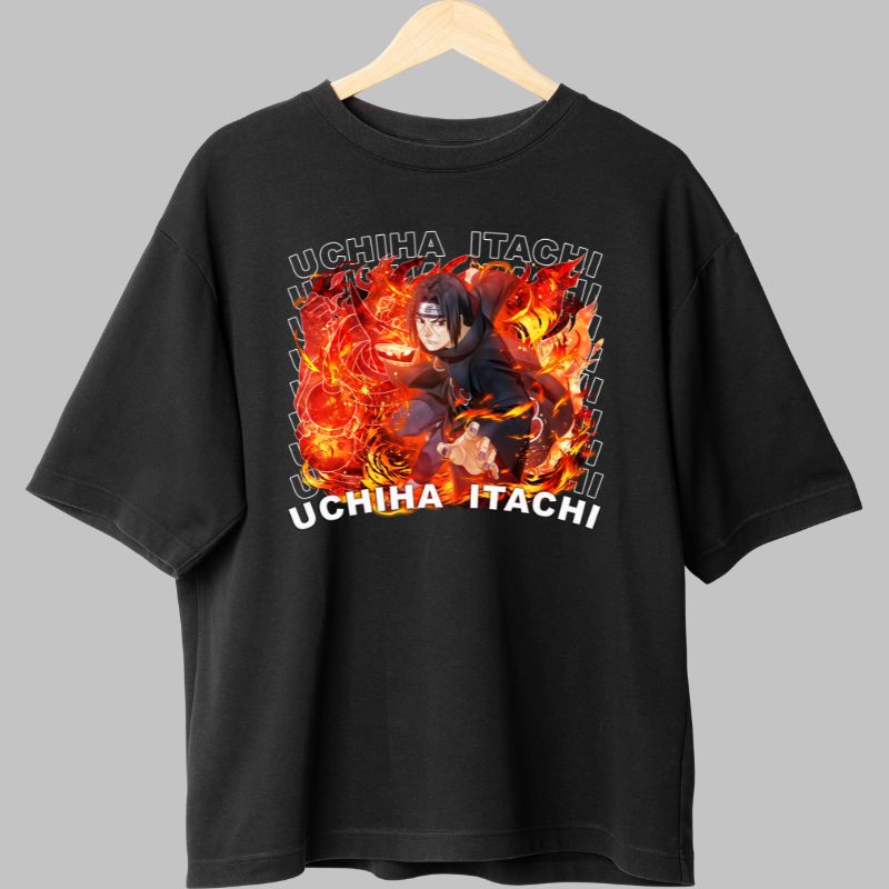 Tricou Anime Naruto Itachi Infernal Art negru fata