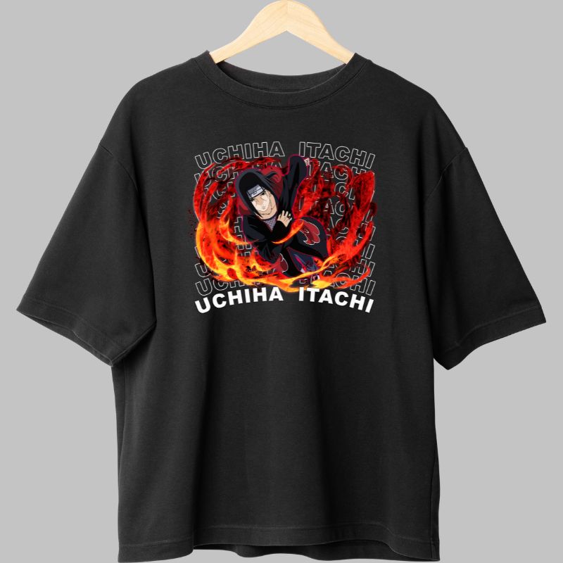 Tricou Anime Naruto Itachi Loyal to Konohagakure negru fata