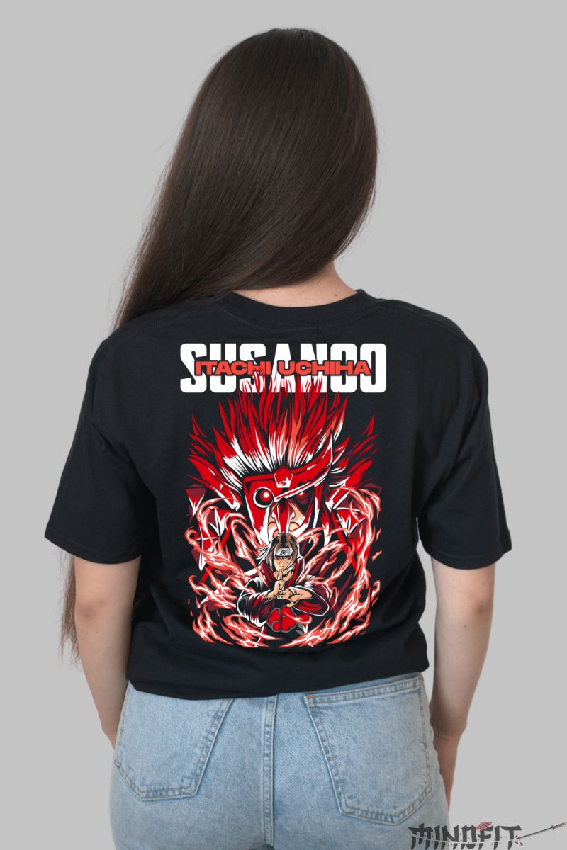 Tricou Anime Naruto Itachi Uchiha Susanoo dama negru spate