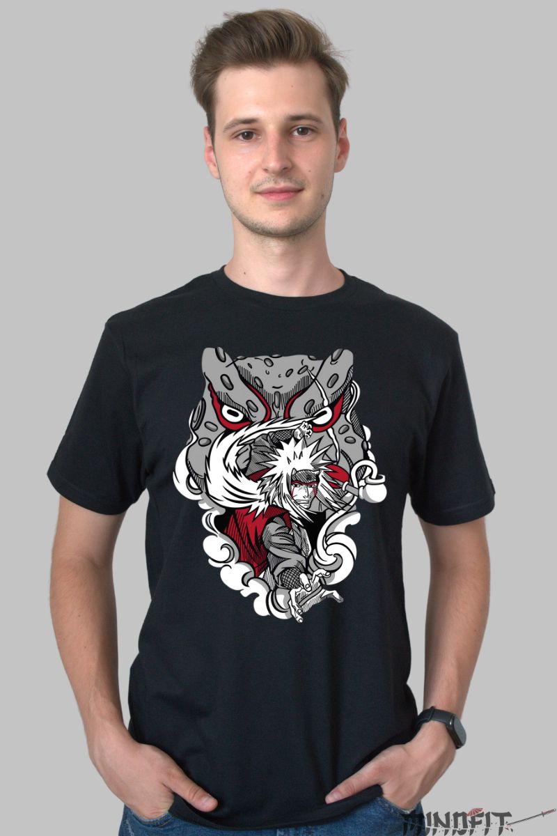 Tricou Anime Naruto Jiraya Legendary Sannin barbat negru fata