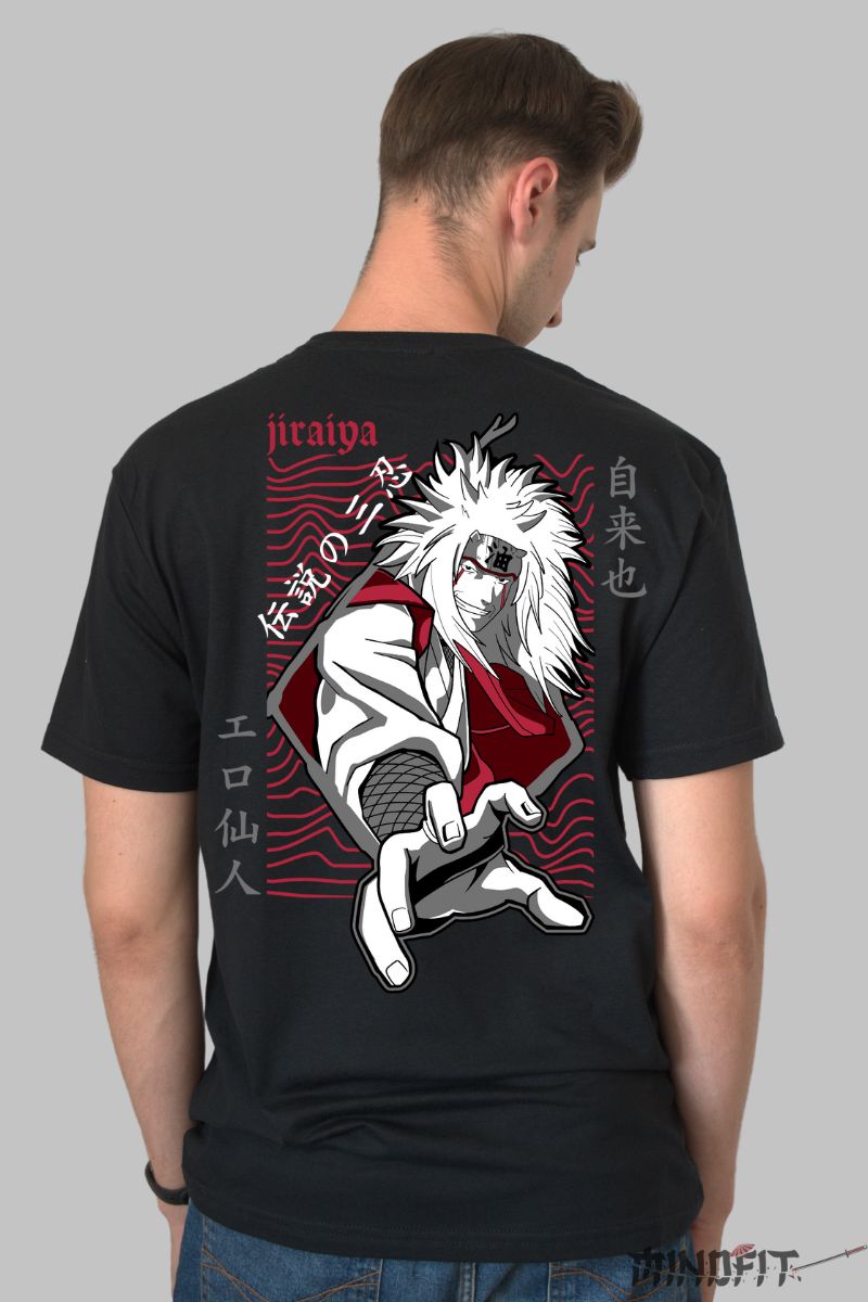 Tricou Anime Naruto Jiraya Legendary Sannin barbat negru spate