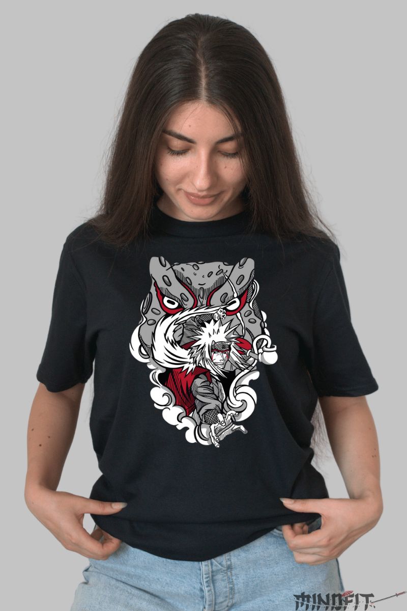 Tricou Anime Naruto Jiraya Legendary Sannin dama negru fata