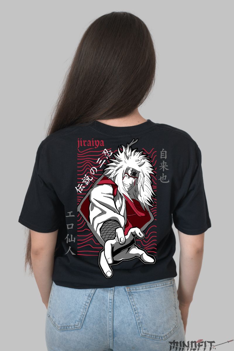 Tricou Anime Naruto Jiraya Legendary Sannin dama negru spate