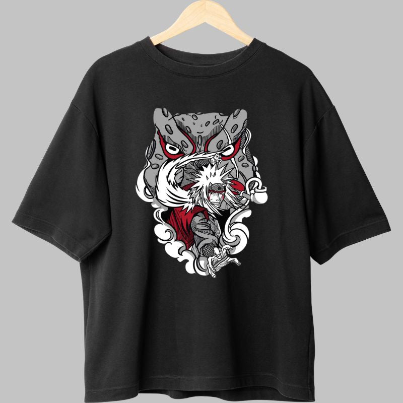 Tricou Anime Naruto Jiraya Legendary Sannin negru fata