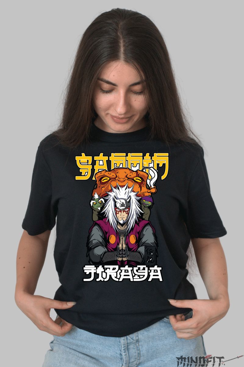 Tricou Anime Naruto Jiraya Sannin dama negru fata