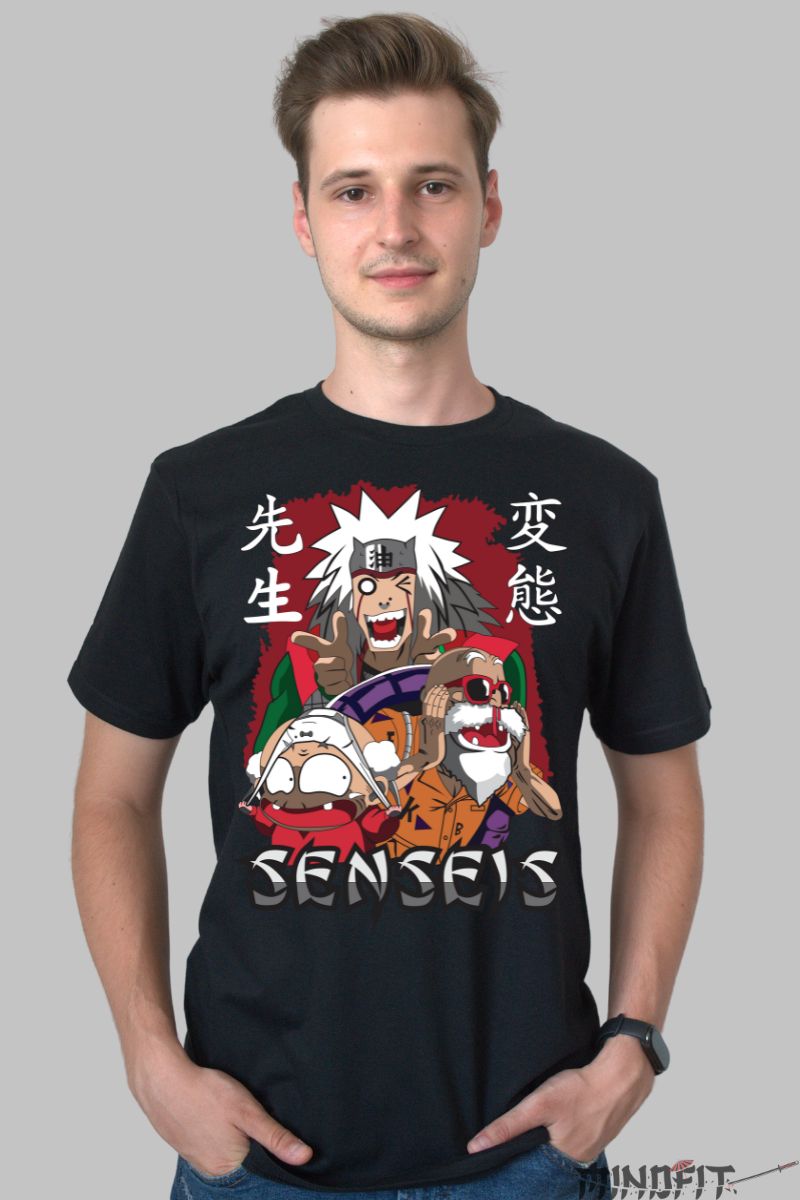 Tricou Anime Naruto Jiraya Senseis barbat negru fata