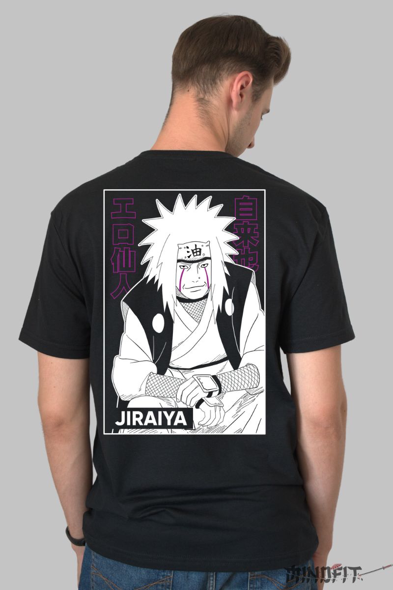Tricou Anime Naruto Jiraya The Hermit barbat negru spate