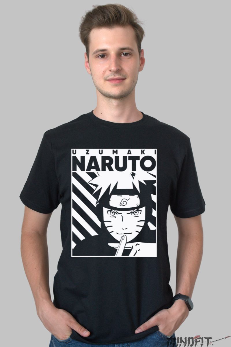 Tricou Anime Naruto Jutsu barbat negru fata