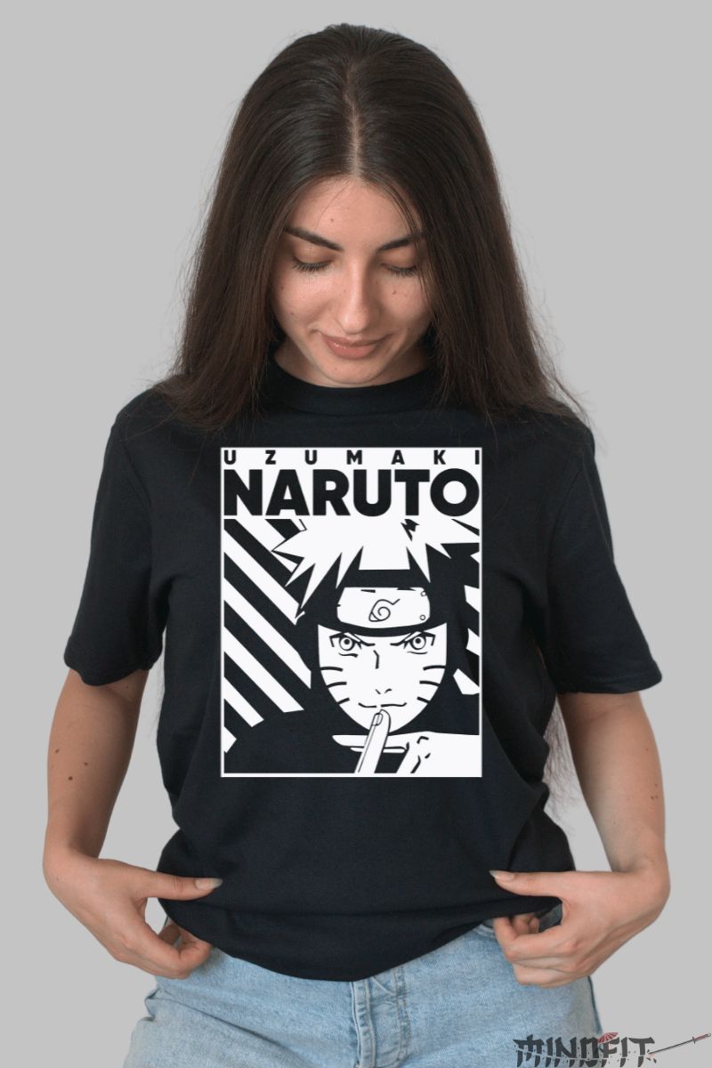 Tricou Anime Naruto Jutsu dama negru fata