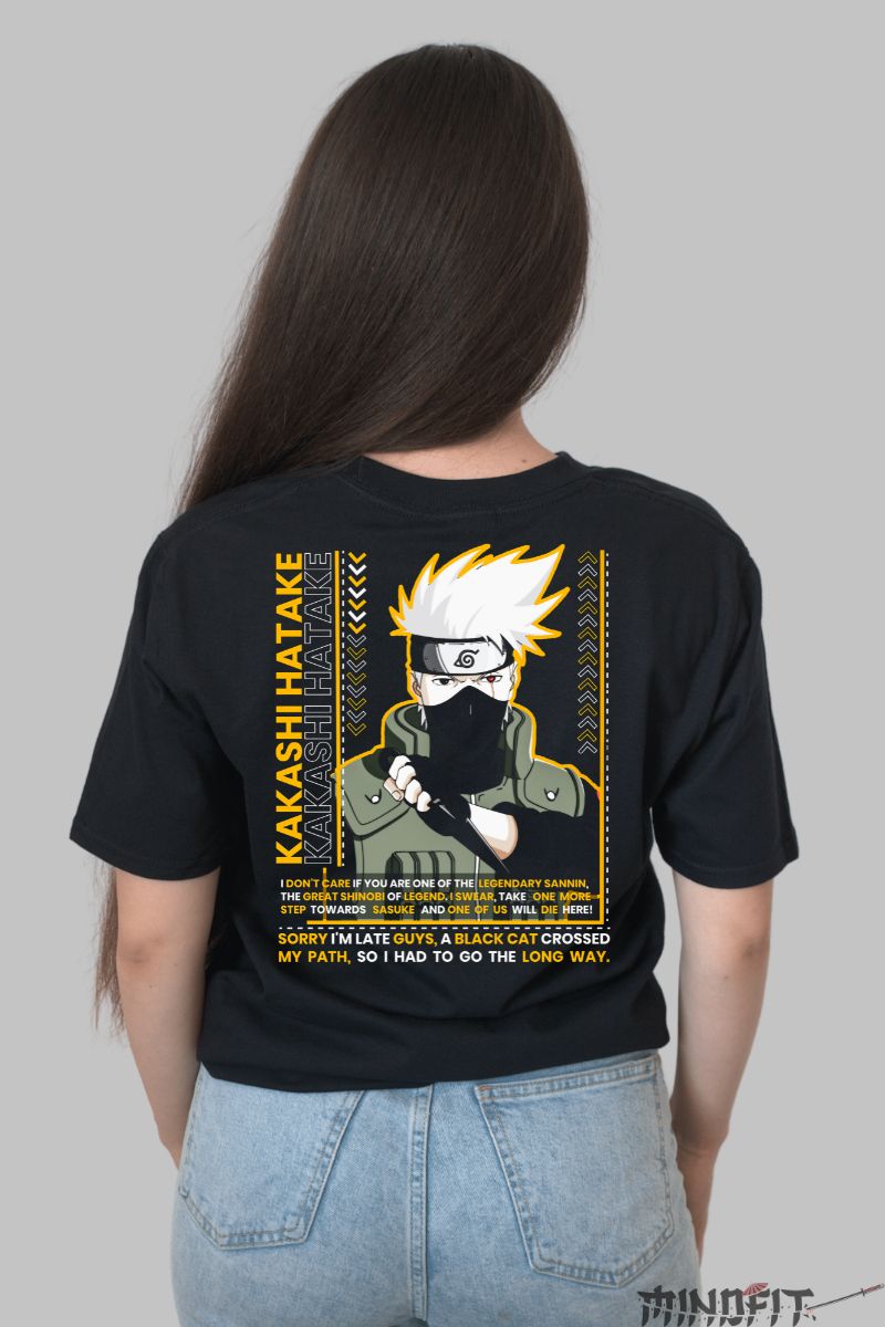 Tricou Anime Naruto Kakashi A Black Cat dama negru spate