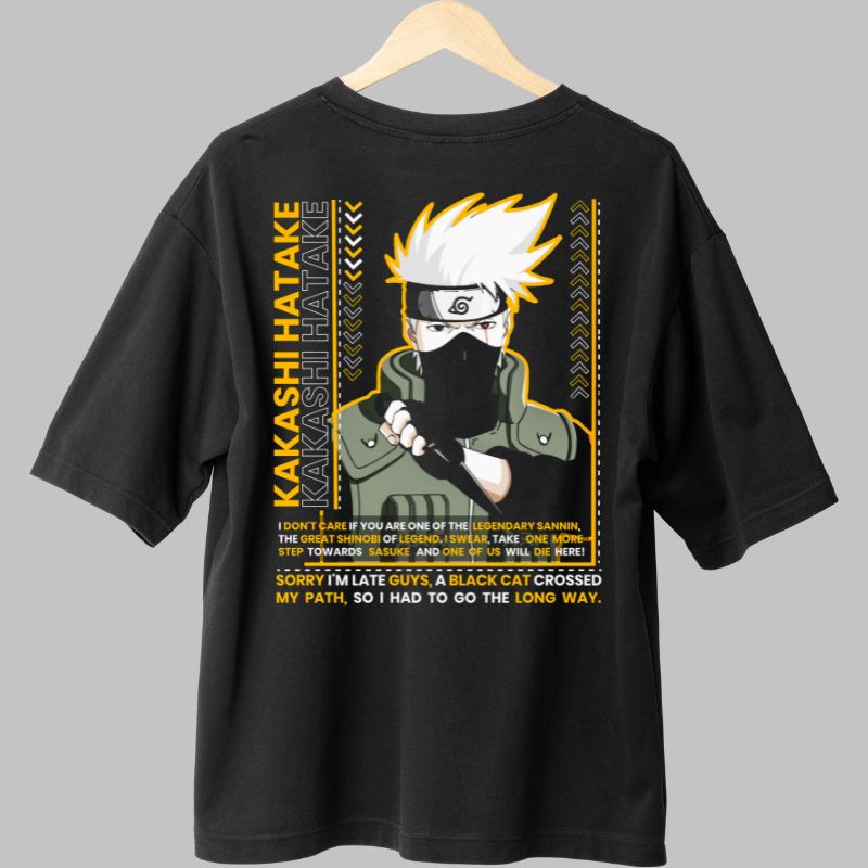 Tricou Anime Naruto Kakashi A Black Cat negru spate