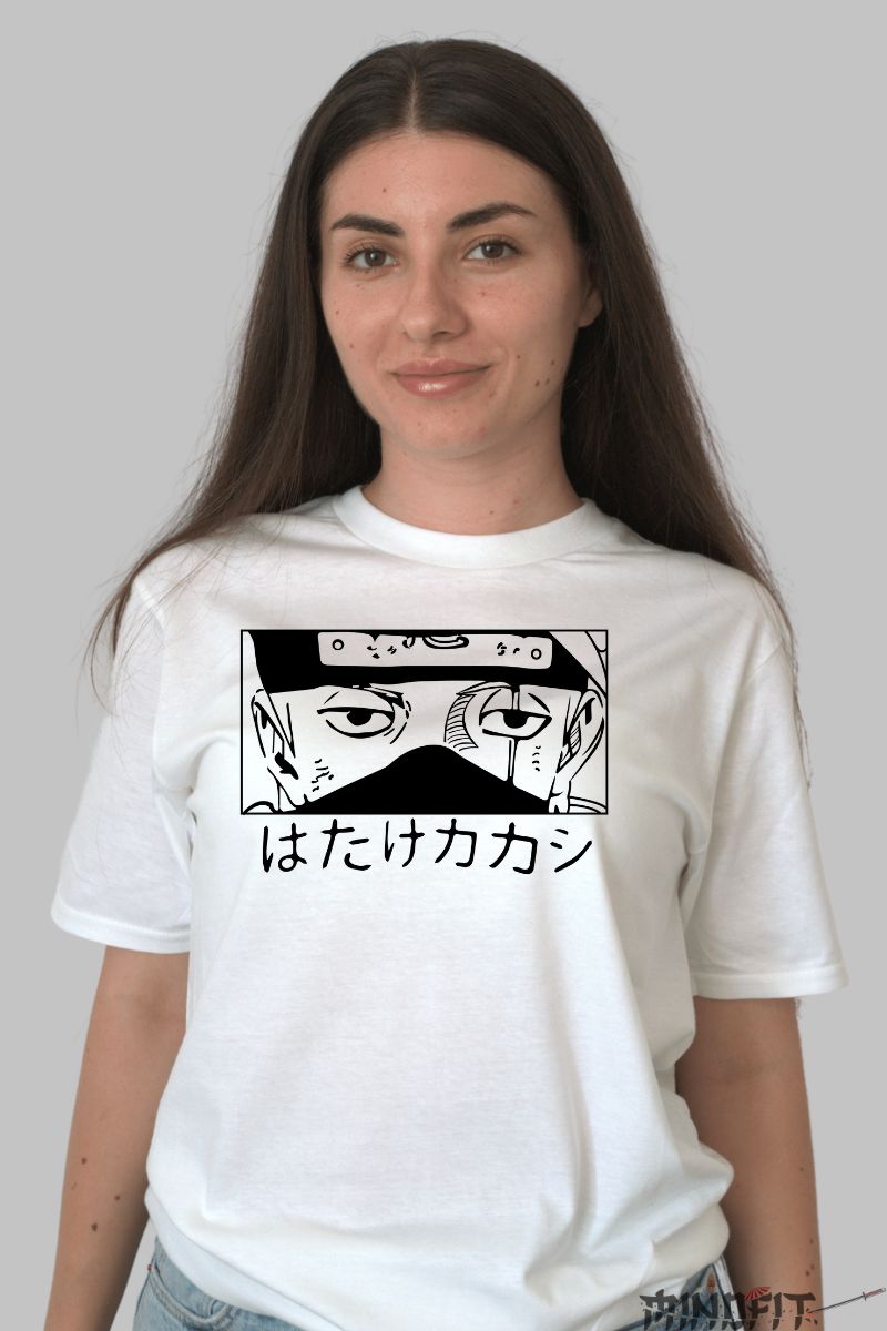 Tricou Anime Naruto Kakashi Hidden Face dama alb fata