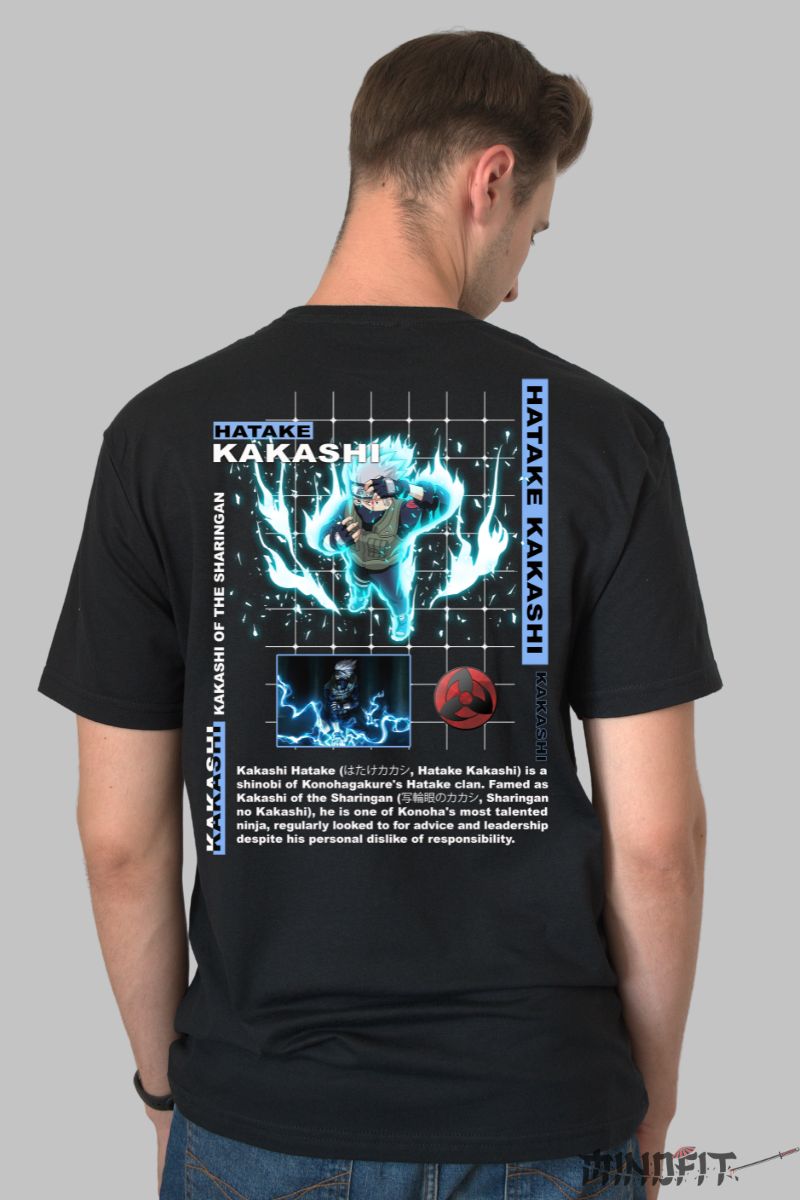 Tricou Anime Naruto Kakashi Is A Shinobi barbat negru spate