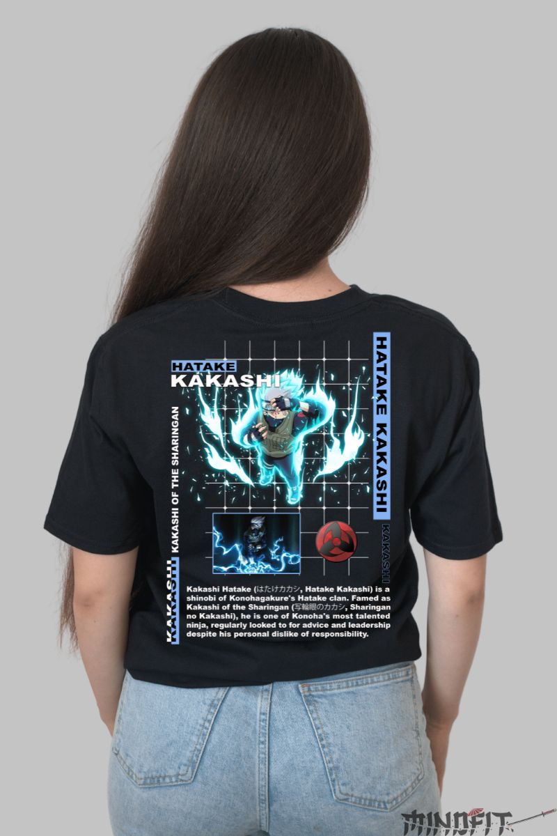 Tricou Anime Naruto Kakashi Is A Shinobi dama negru spate