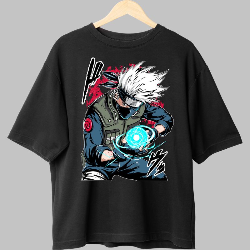 Tricou Anime Naruto Kakashi Rasengan negru fata
