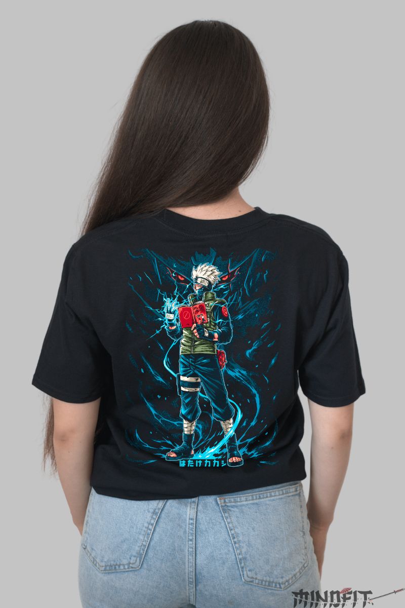 Tricou Anime Naruto Kakashi "Read To Be Stronger" dama negru spate