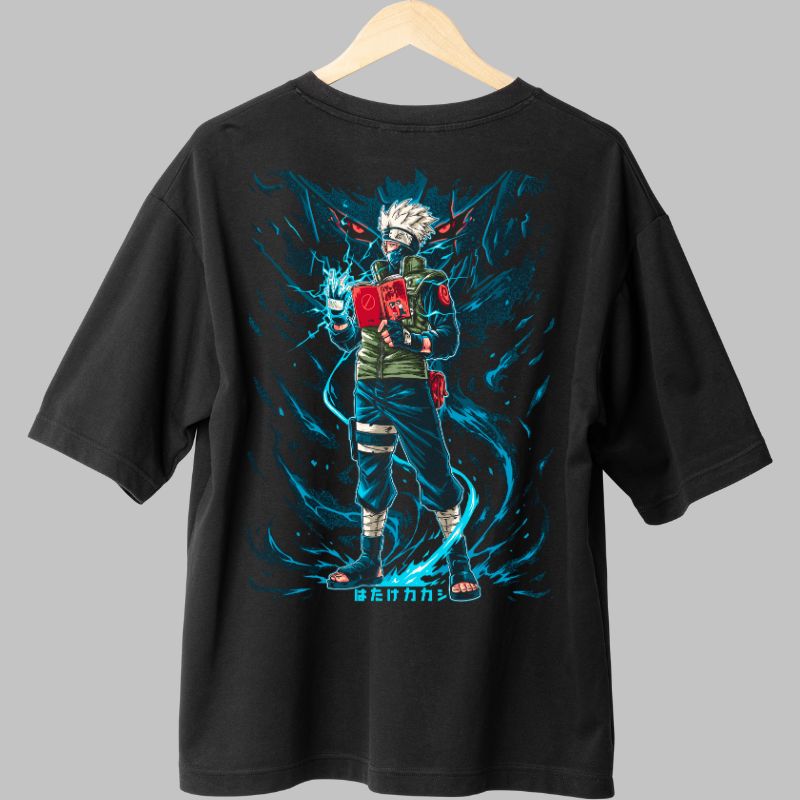 Tricou Anime Naruto Kakashi "Read To Be Stronger" negru spate