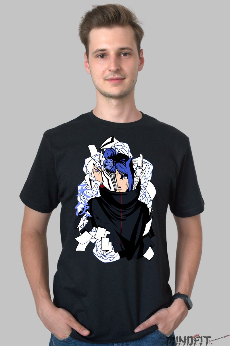 Tricou Anime Naruto Konan Chaos And Bloom barbat negru fata