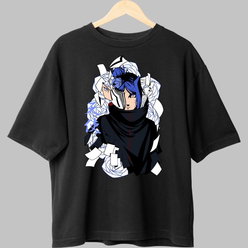 Tricou Anime Naruto Konan Chaos And Bloom negru fata