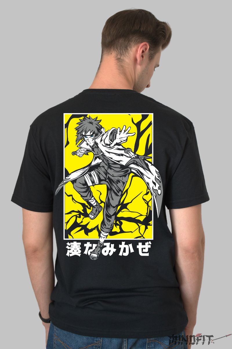 Tricou Anime Naruto Minato In Action barbat negru spate