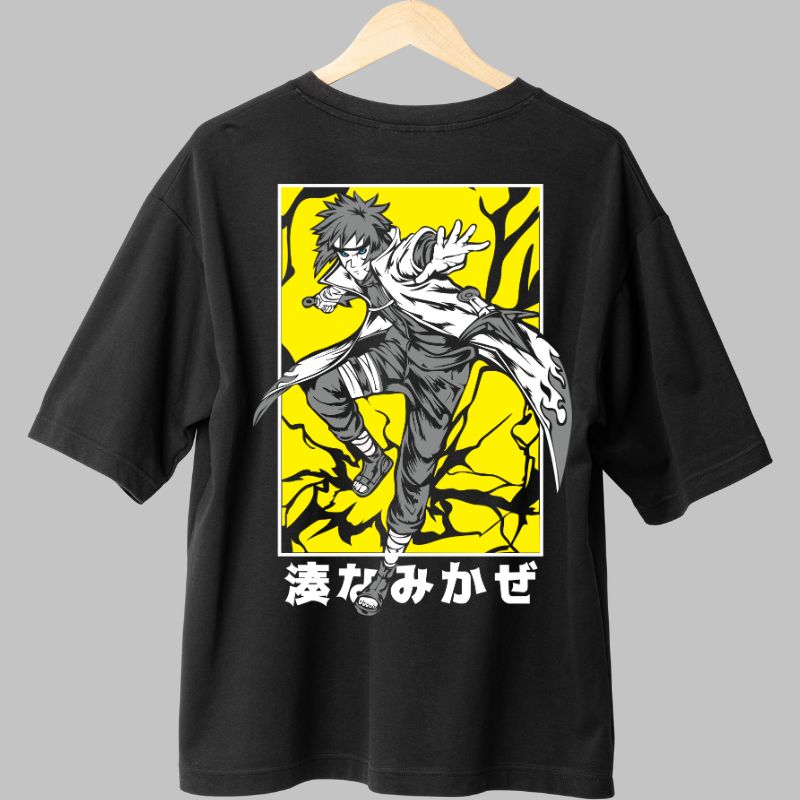 Tricou Anime Naruto Minato In Action negru spate
