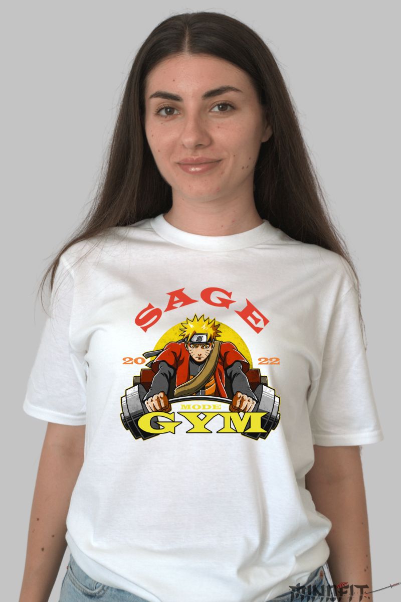 Tricou Anime Naruto Mode Gym dama alb fata