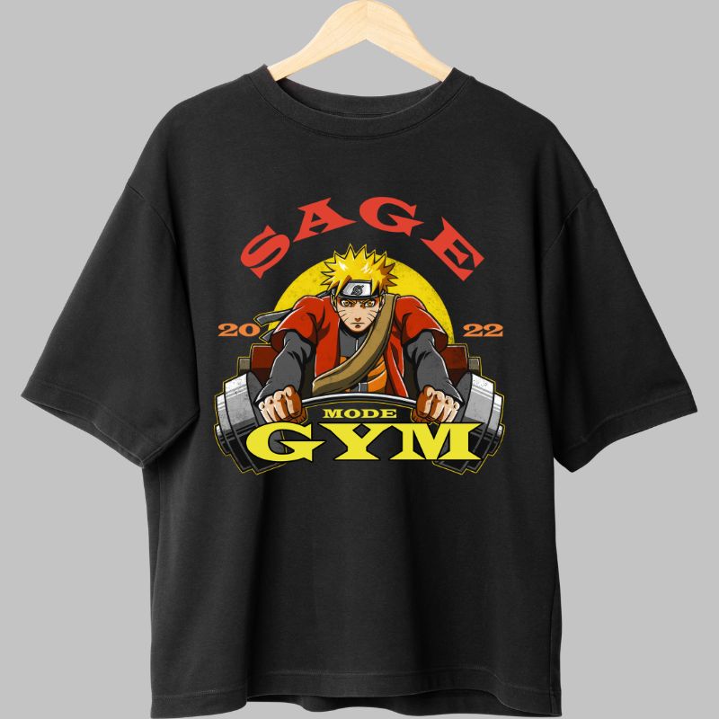Tricou Anime Naruto Mode Gym negru fata