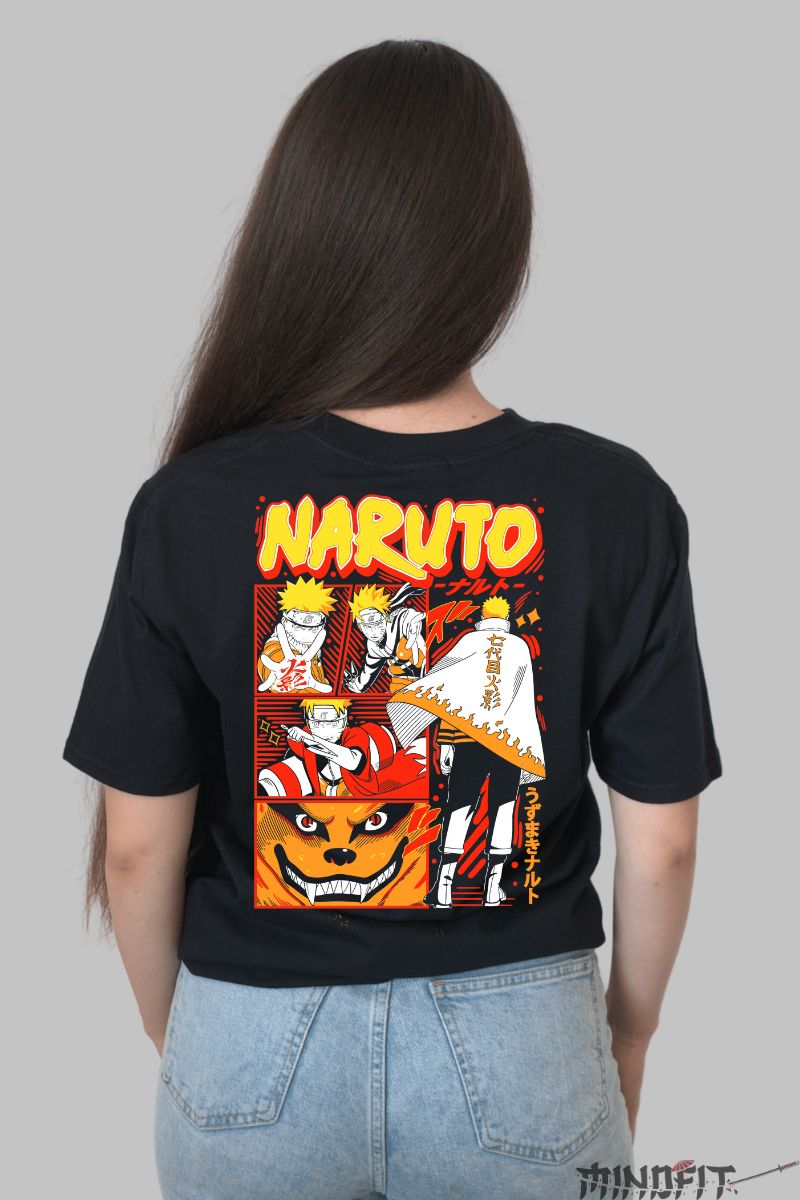 Tricou Anime Naruto Ninja Stance dama negru spate