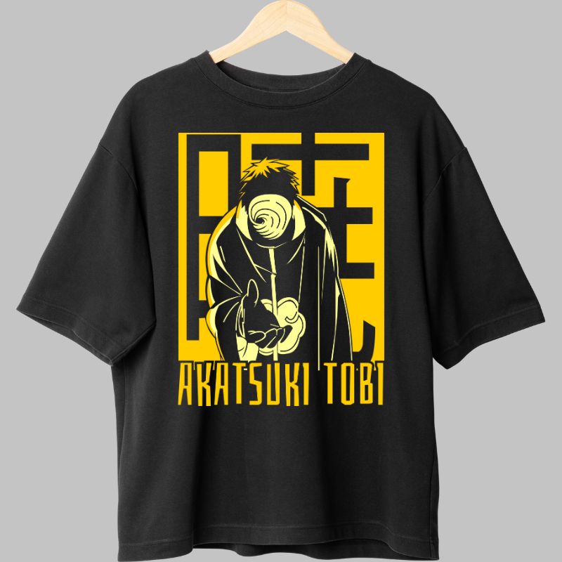 Tricou Anime Naruto Obito Akatsuki Tobi negru fata