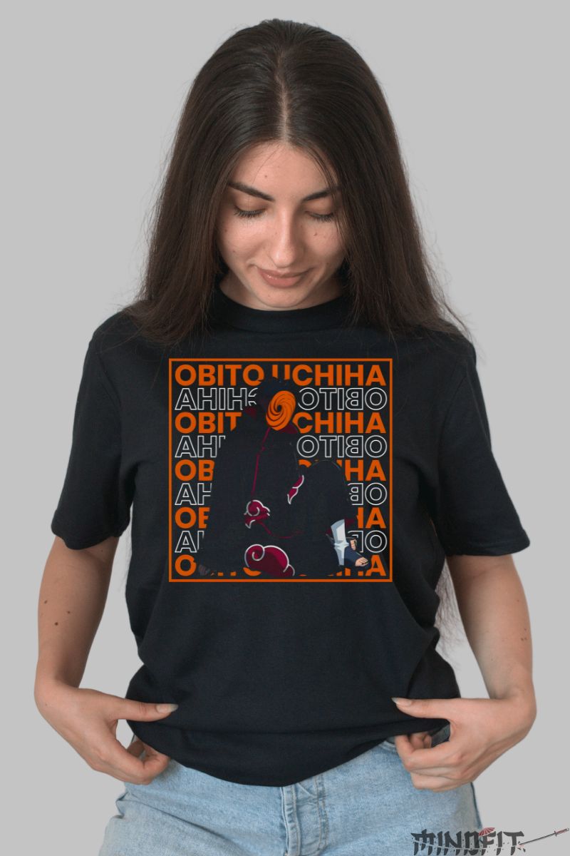 Tricou Anime Naruto Obito Uchiha dama negru fata