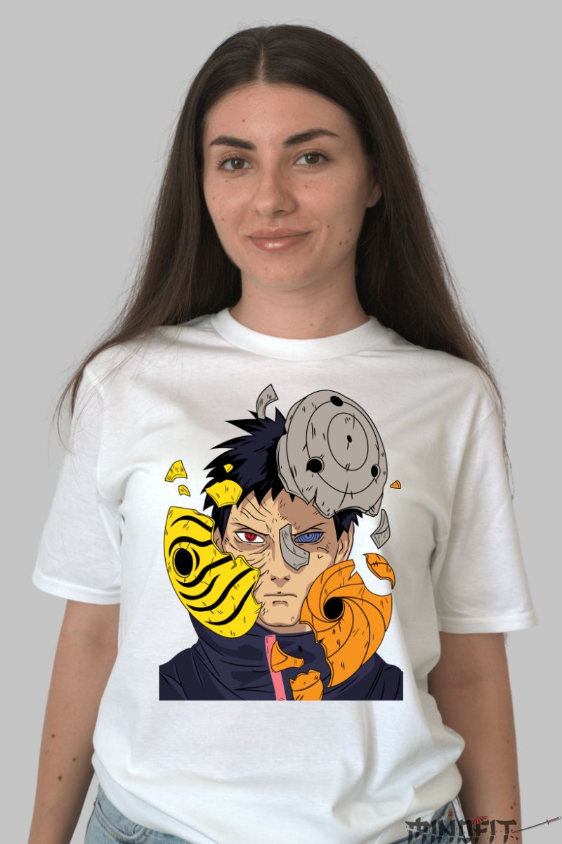 Tricou Anime Naruto Obito's Hidden Face dama alb fata