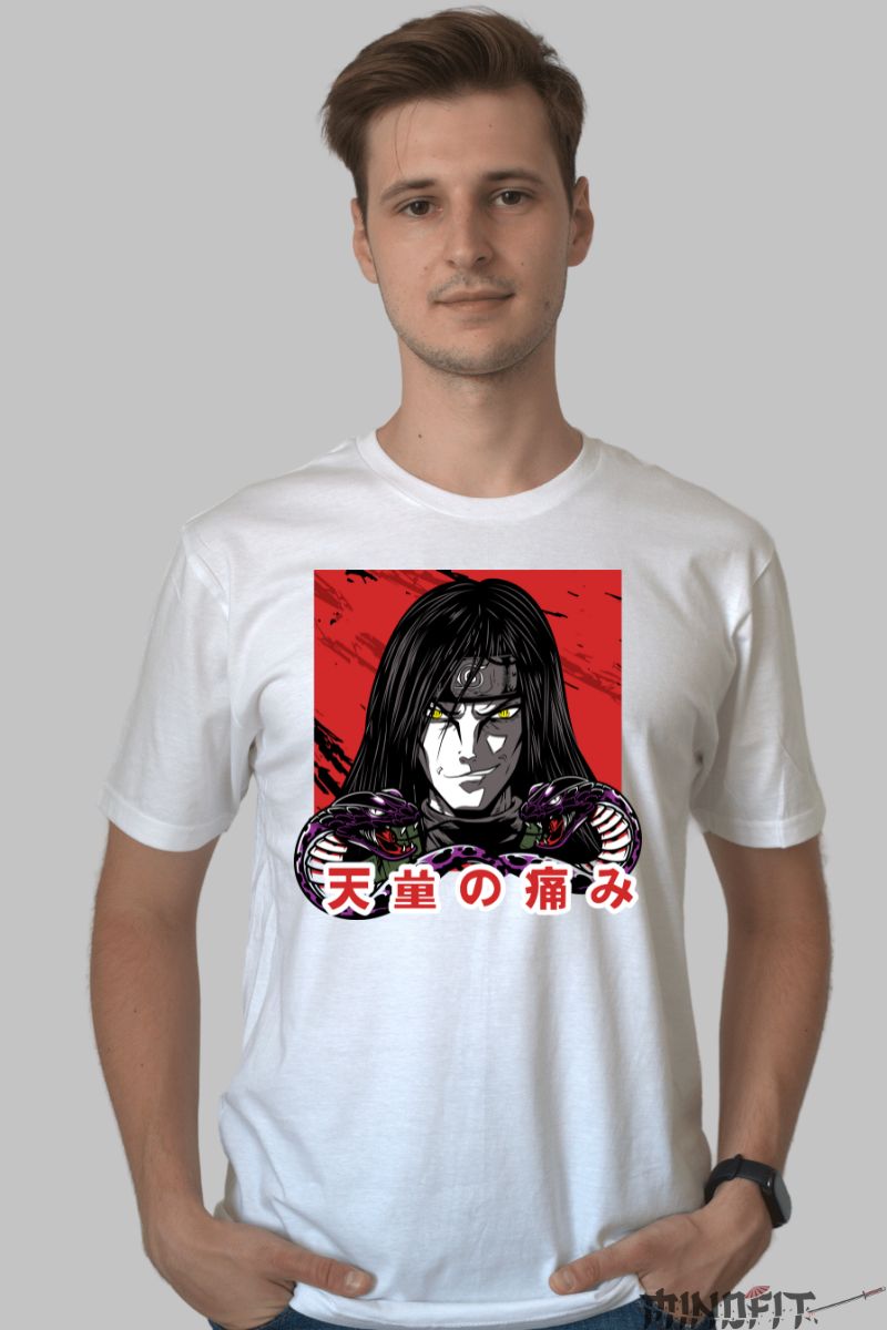 Tricou Anime Naruto Orochimaru And Pain barbat alb fata