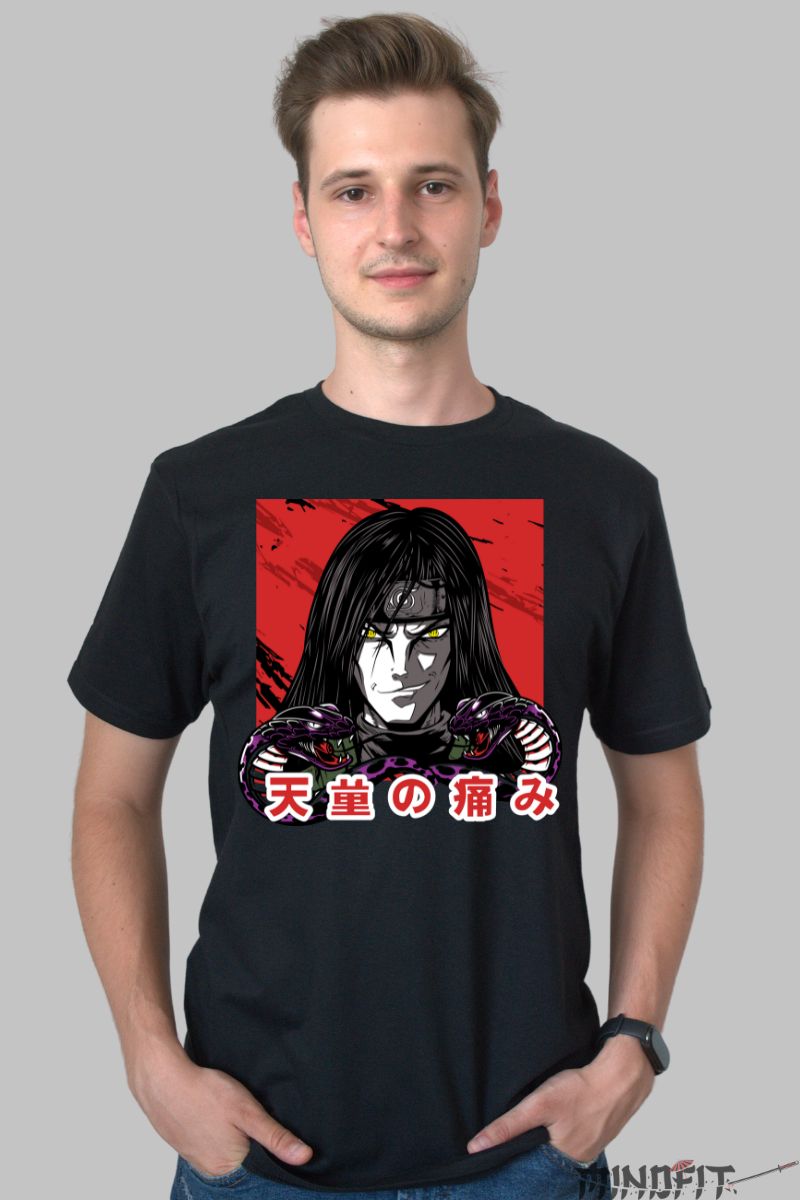 Tricou Anime Naruto Orochimaru And Pain barbat negru fata