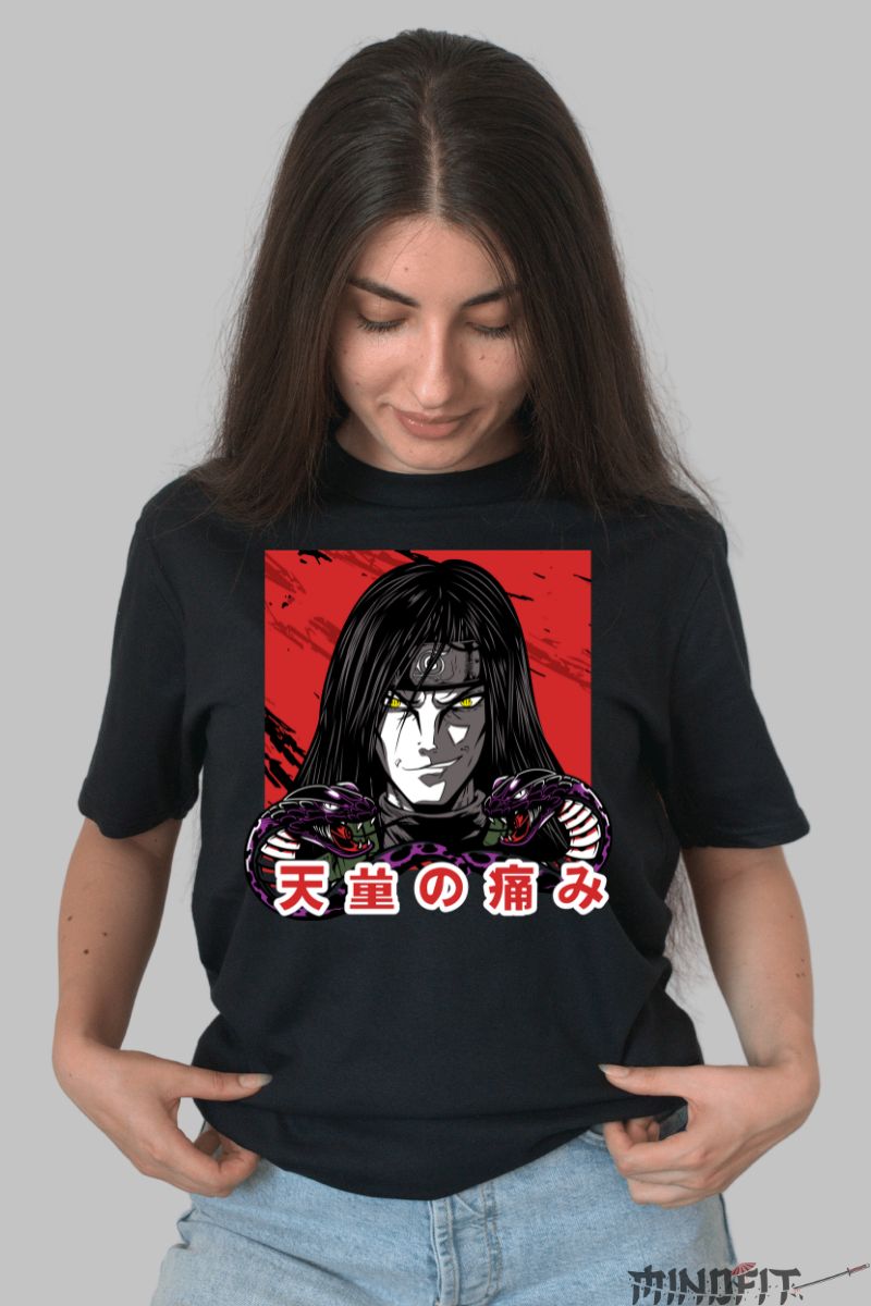 Tricou Anime Naruto Orochimaru And Pain dama negru fata