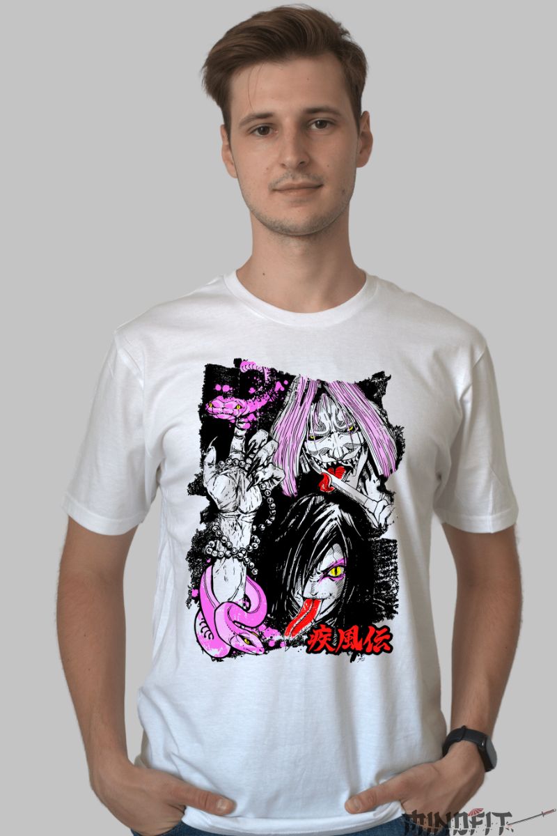 Tricou Anime Naruto Orochimaru Shippuden barbat alb fata
