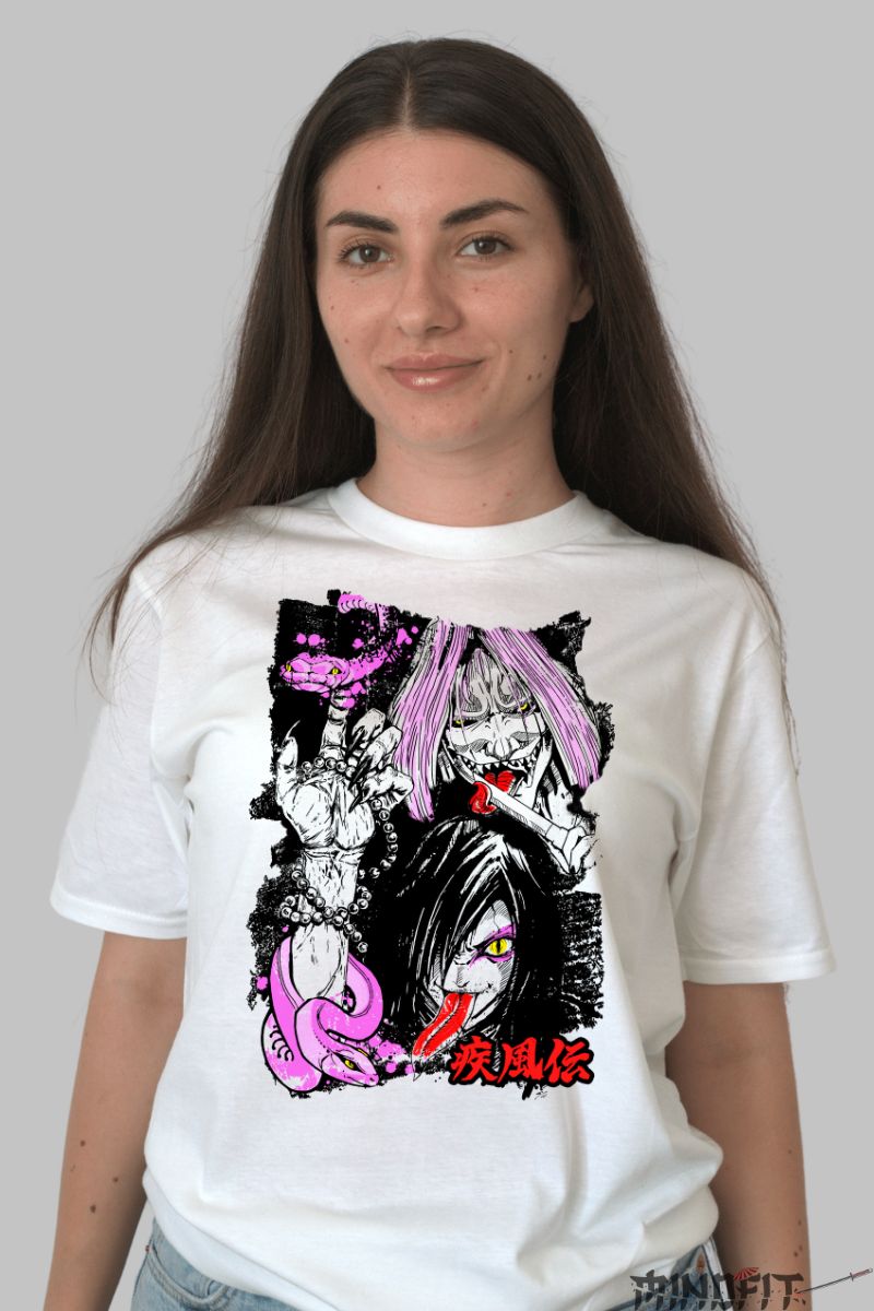 Tricou Anime Naruto Orochimaru Shippuden dama alb fata