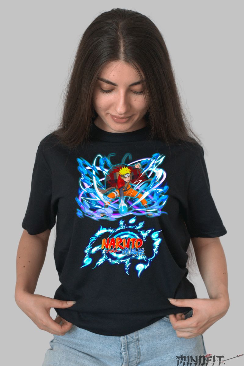 Tricou Anime Naruto Rasengan Iconic dama negru fata