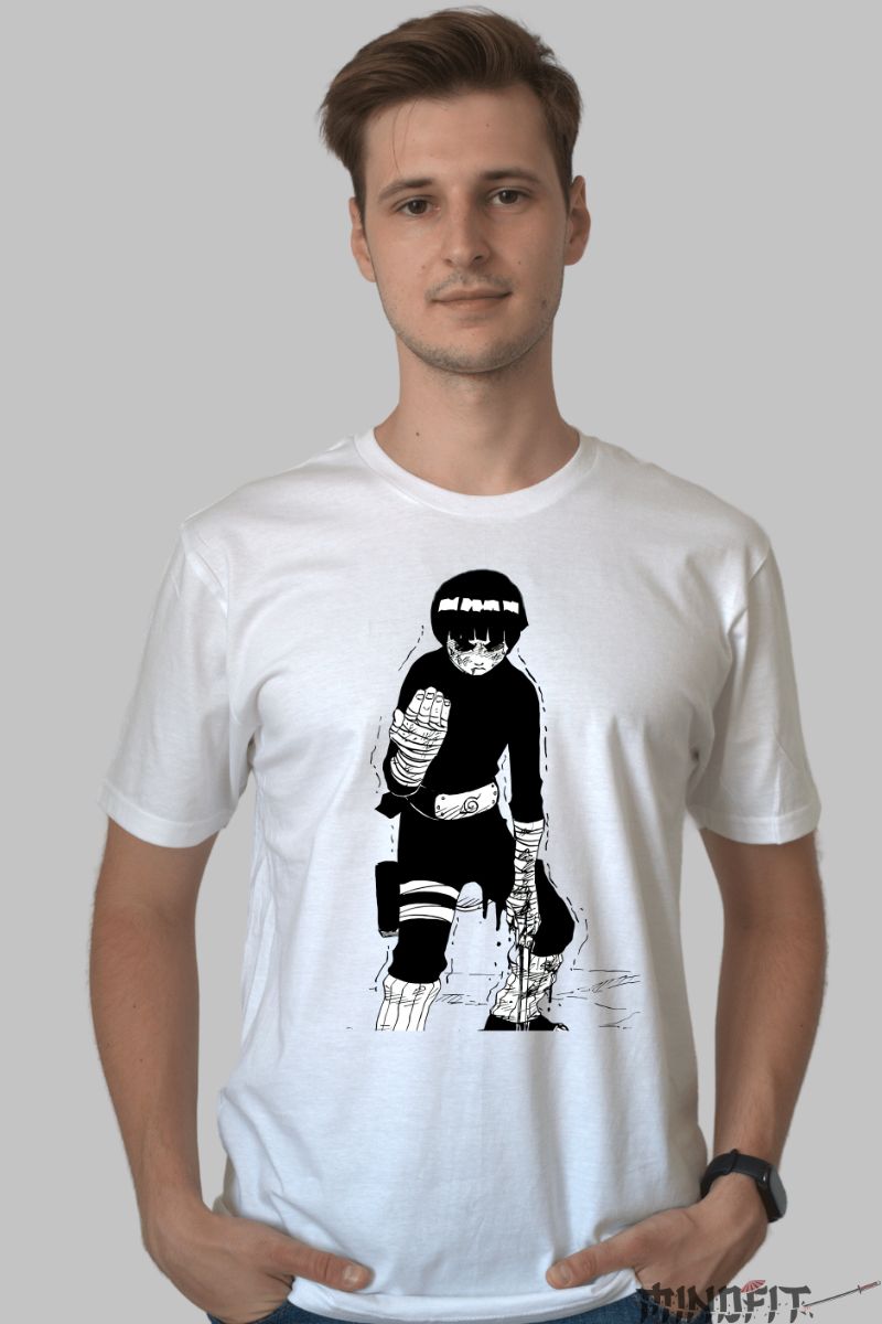 Tricou Anime Naruto Rock Lee At The End Of His Rope barbat alb fata