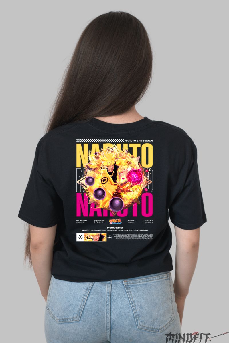 Tricou Anime Naruto Sage of Six Paths dama negru spate