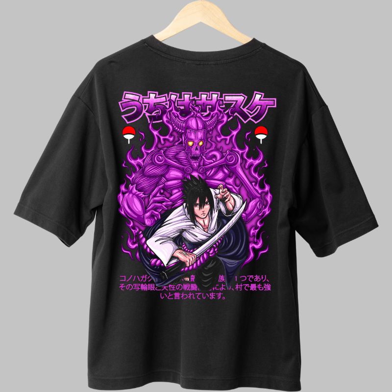 Tricou Anime Naruto Sasuke And the Power Of Susanoo negru spate