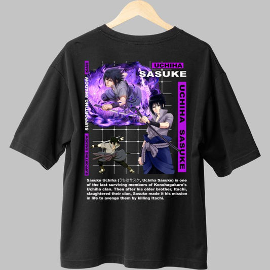 Tricou Anime Naruto Sasuke The Avenger negru spate