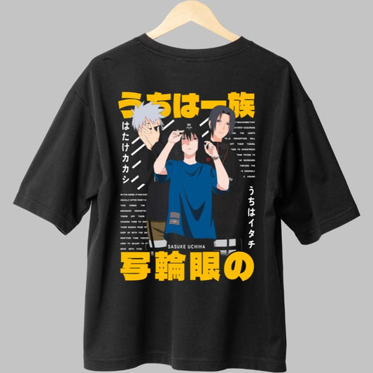 Tricou Anime Naruto Sasuke Uchiha Clan negru spate