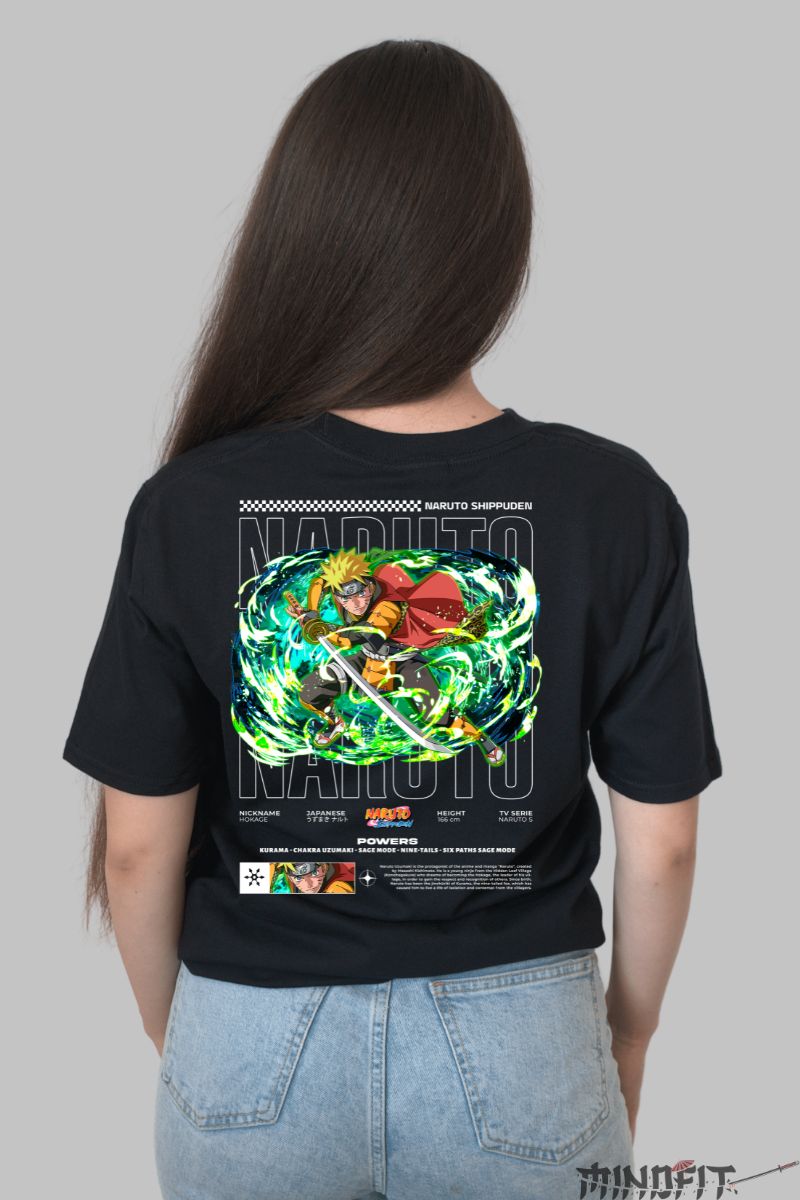 Tricou Anime Naruto Sword V1 dama negru spate