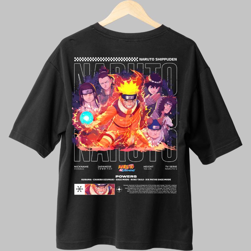 Tricou Anime Naruto Team Konoha negru spate